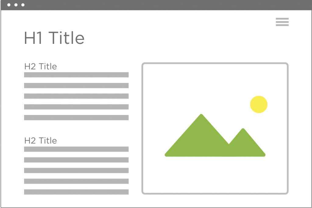 Illustration of h1 and h2 elements on a page