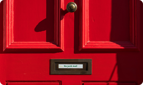 Red door with no junk mail label