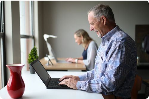 Man working laptop