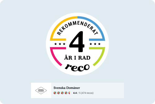 Reco badge stating recommended 4 years in a row